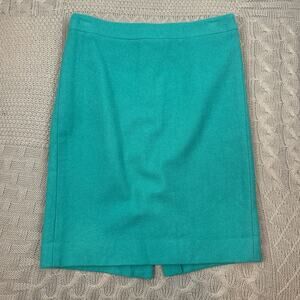 J. Crew Vibrant Green Lined Wool Pencil Skirt ~4
